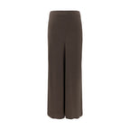 Brown Acetate Midi Skirt