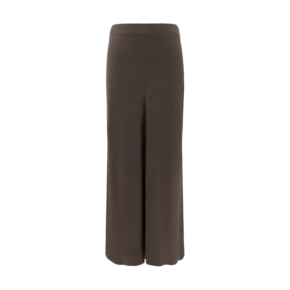 Brown Acetate Midi Skirt