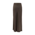 Brown Acetate Midi Skirt