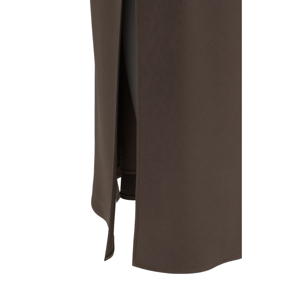 Brown Acetate Midi Skirt