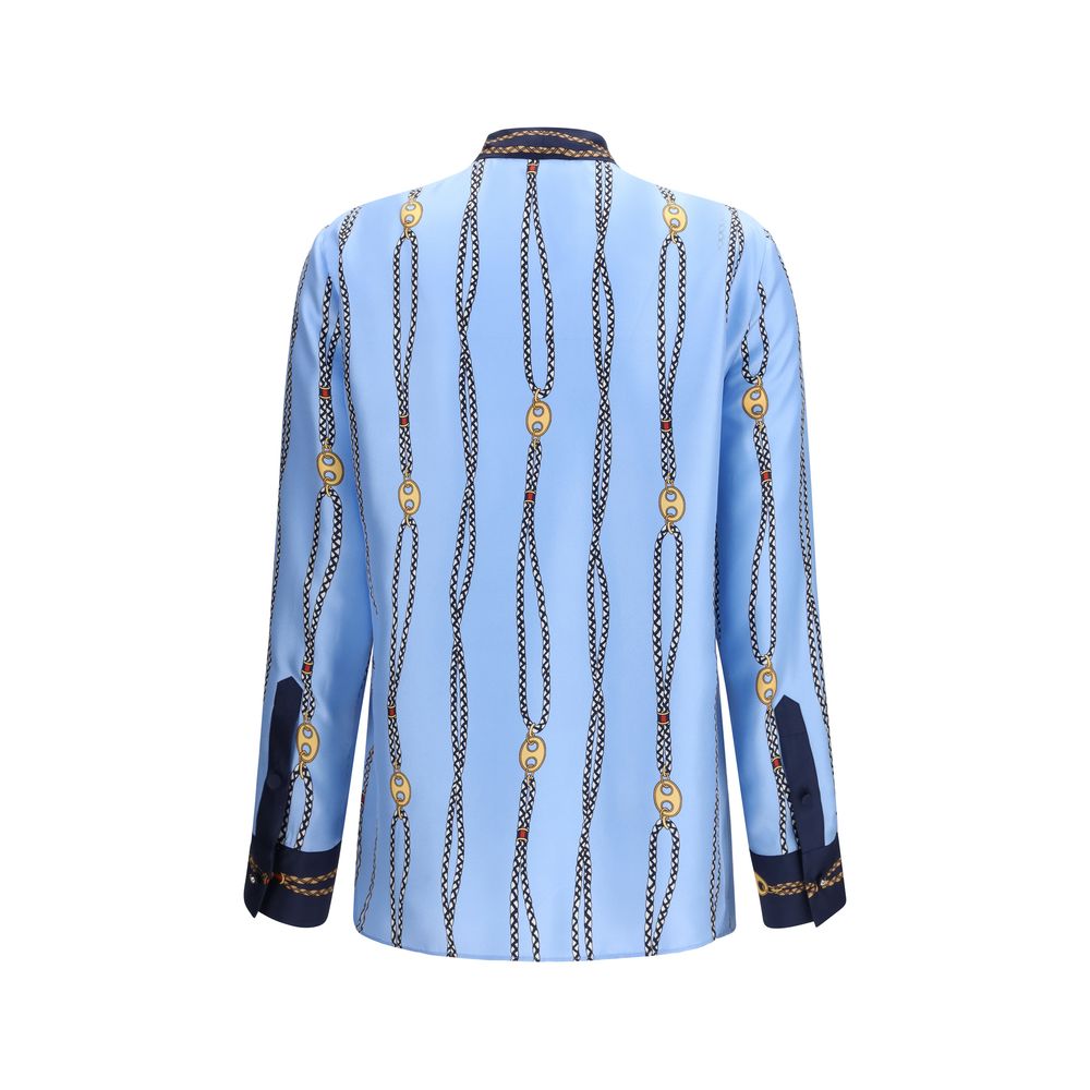Blue Silk Pattern Shirt