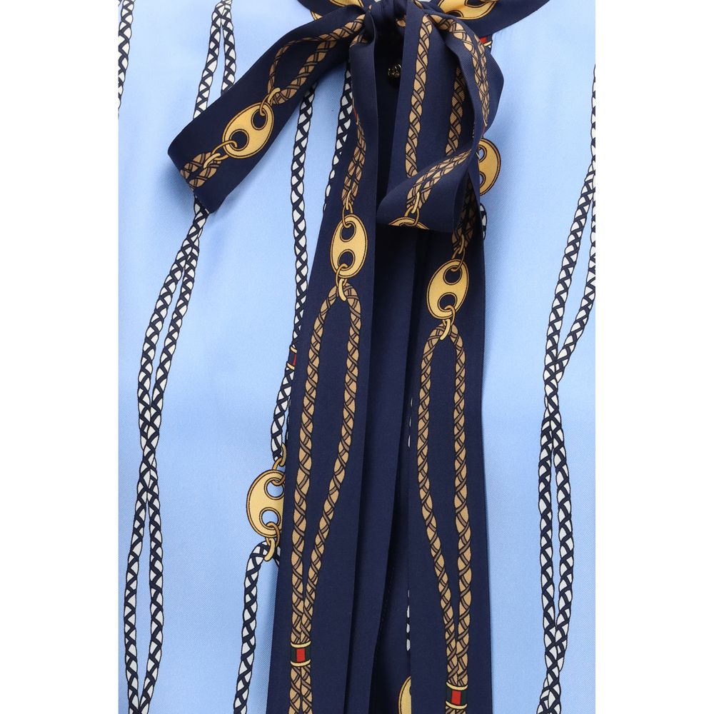 Blue Silk Pattern Shirt