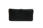 Black and Gold leather logo zip wallet