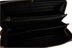 Black and Gold leather logo zip wallet