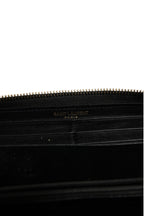 Black and Gold leather logo zip wallet