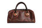 Pattern red, brown, gold canvas duffel bag