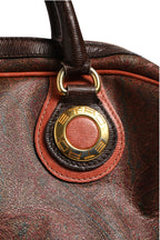 Pattern red, brown, gold canvas duffel bag