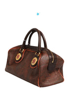 Pattern red, brown, gold canvas duffel bag
