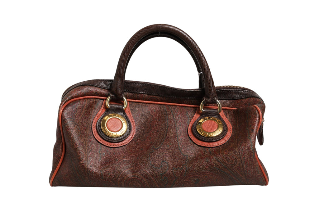 Pattern red, brown, gold canvas duffel bag