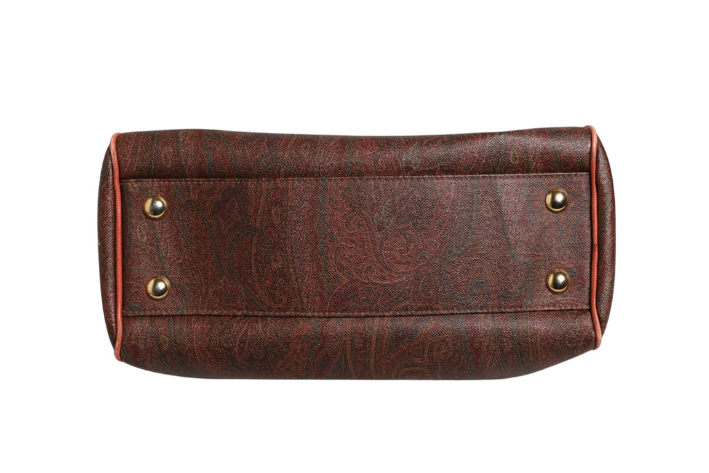 Pattern red, brown, gold canvas duffel bag