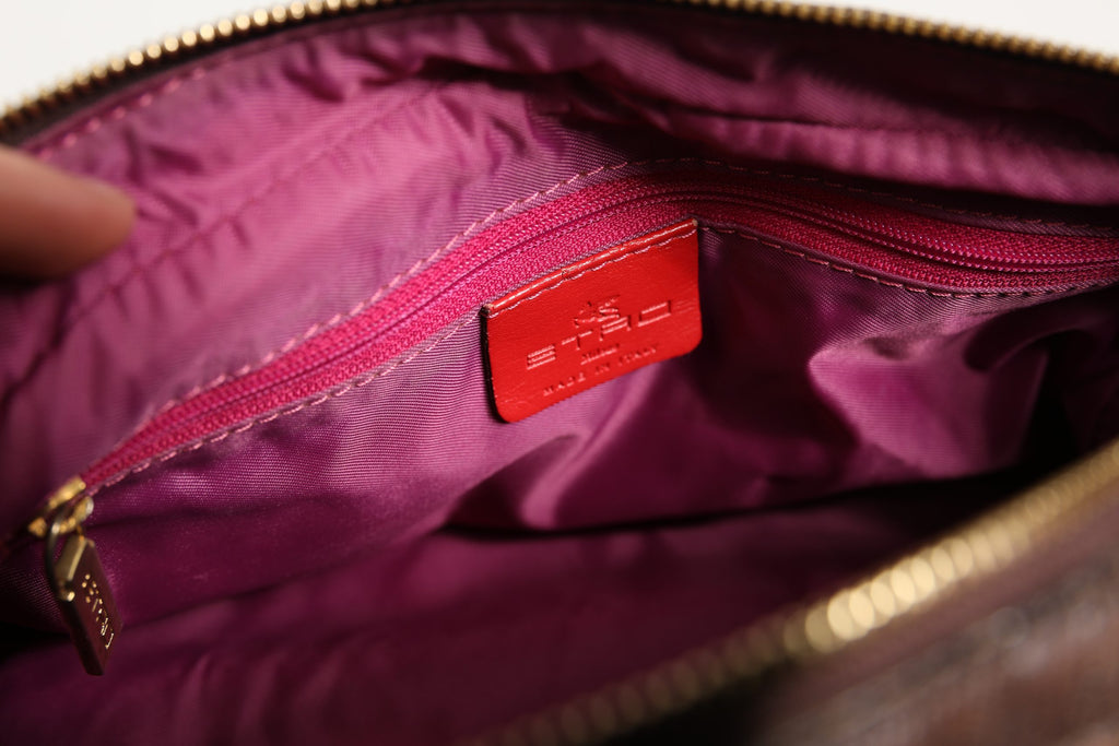 Pattern red, brown, gold canvas duffel bag