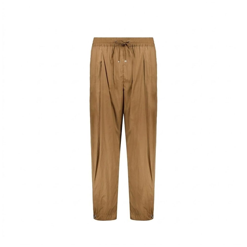 Brown Elastane Casual Pants