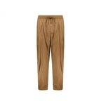 Brown Elastane Casual Pants