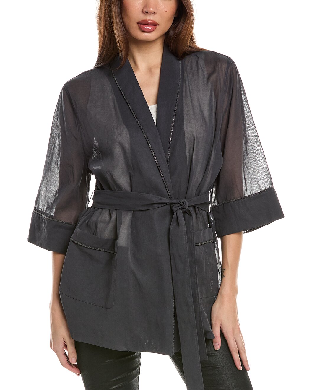 Black Cotton Sleveless Jacket