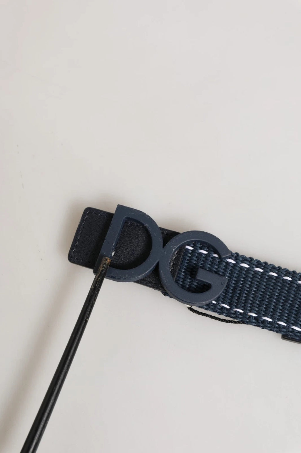 Blue Cotton Canvas DG Logo Metal Buckle Belt