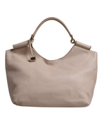 Light Pink Leather Logo Plaque Tote Shoulder Borse Bag
