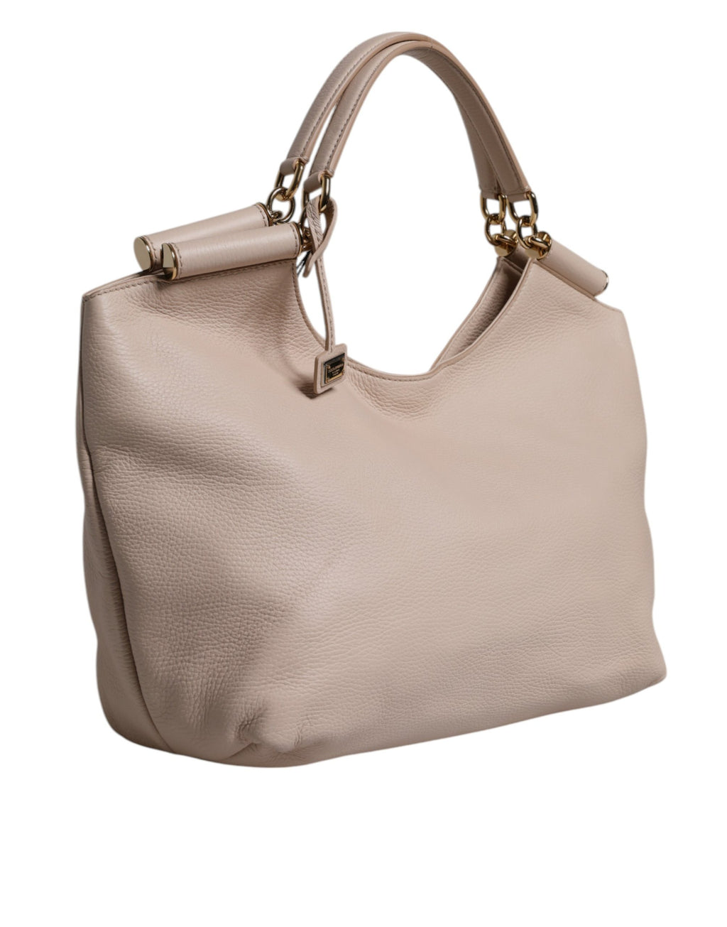 Light Pink Leather Logo Plaque Tote Shoulder Borse Bag