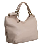 Light Pink Leather Logo Plaque Tote Shoulder Borse Bag