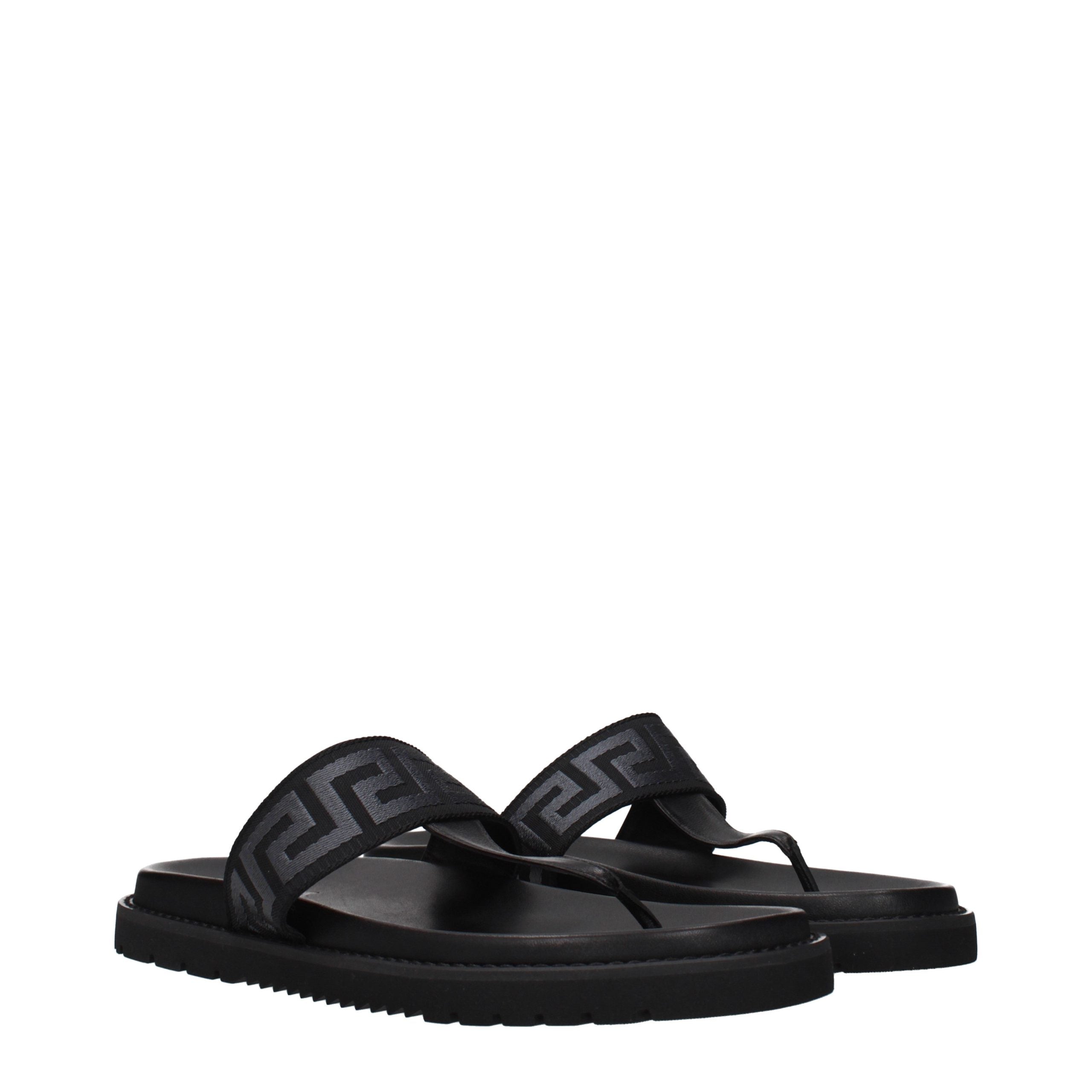 Black Fabric Flip-Flop Sandals