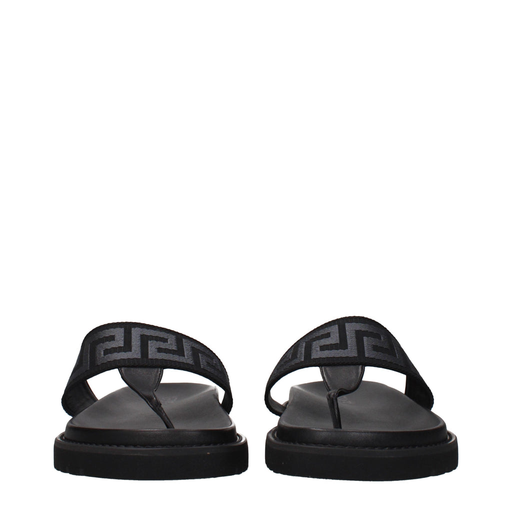 Black Fabric Flip-Flop Sandals