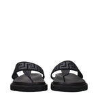 Black Fabric Flip-Flop Sandals