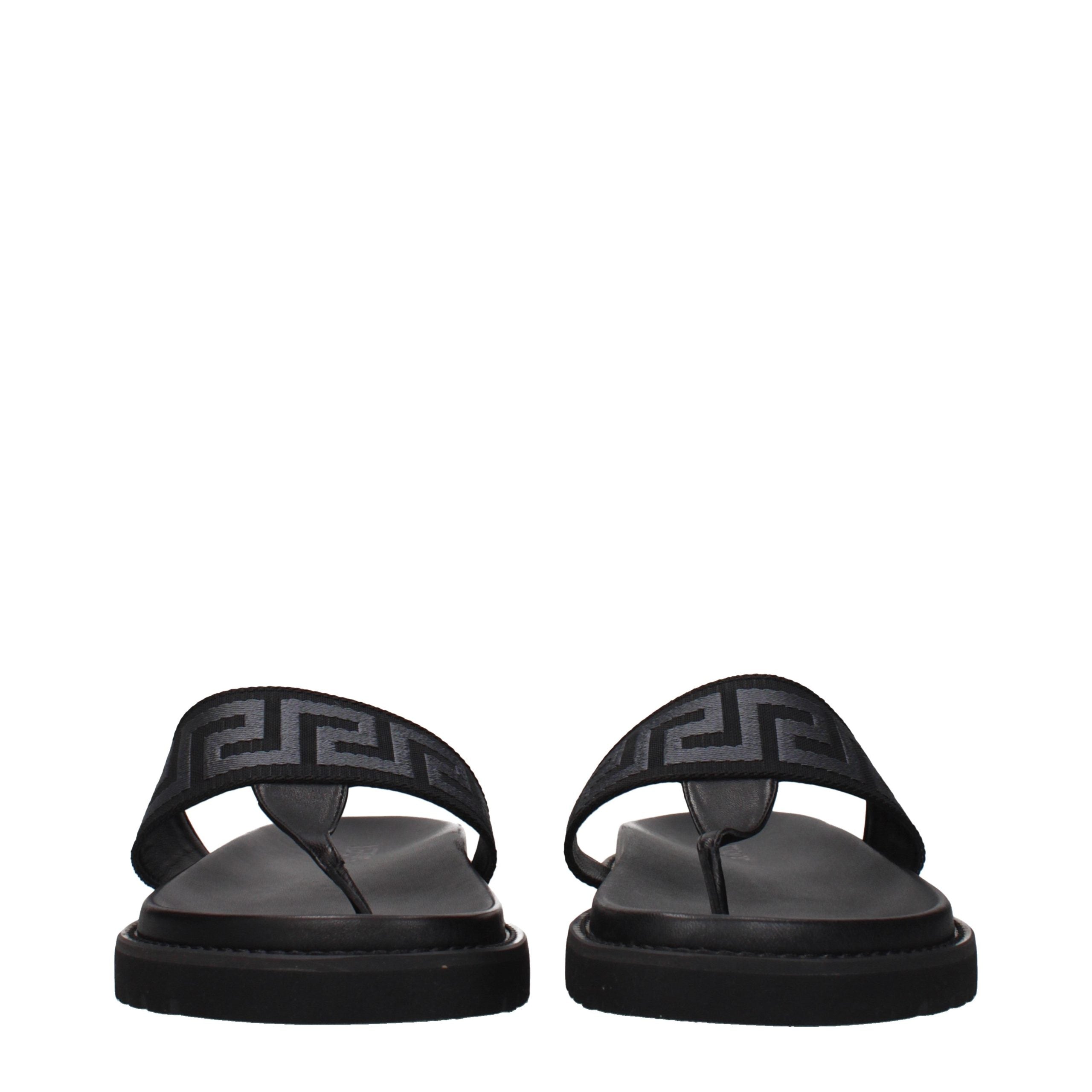Black Fabric Flip-Flop Sandals