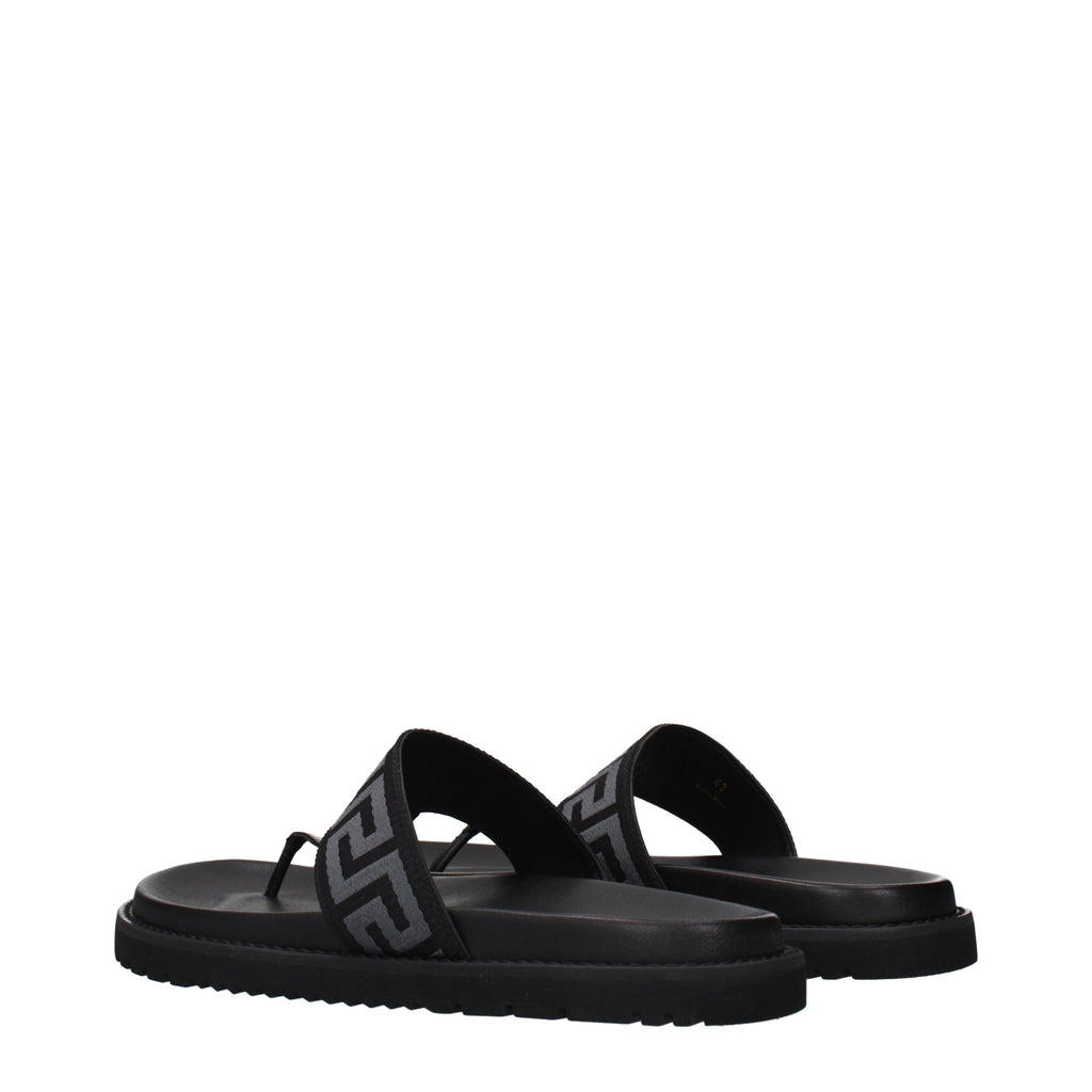 Black Fabric Flip-Flop Sandals