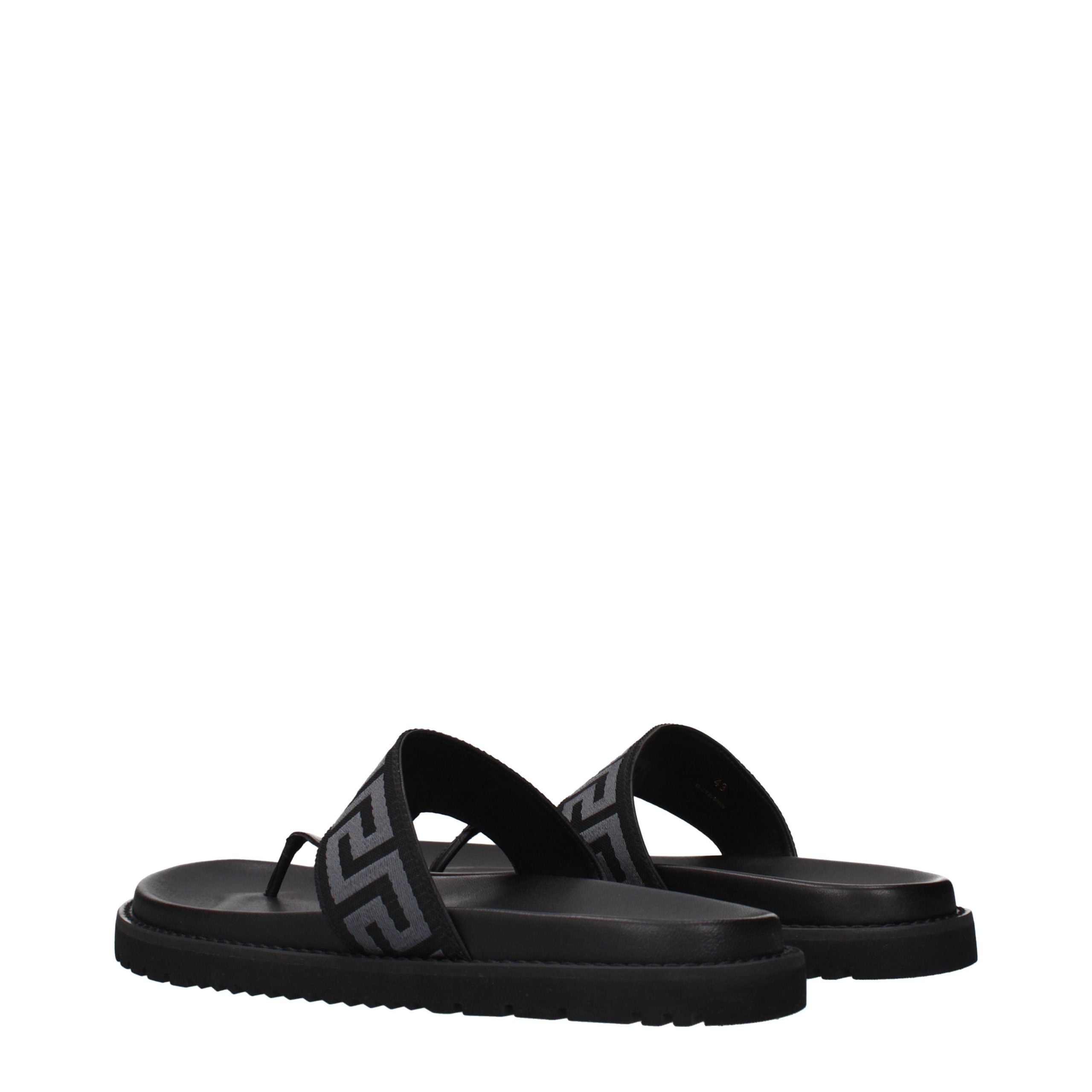 Black Fabric Flip-Flop Sandals