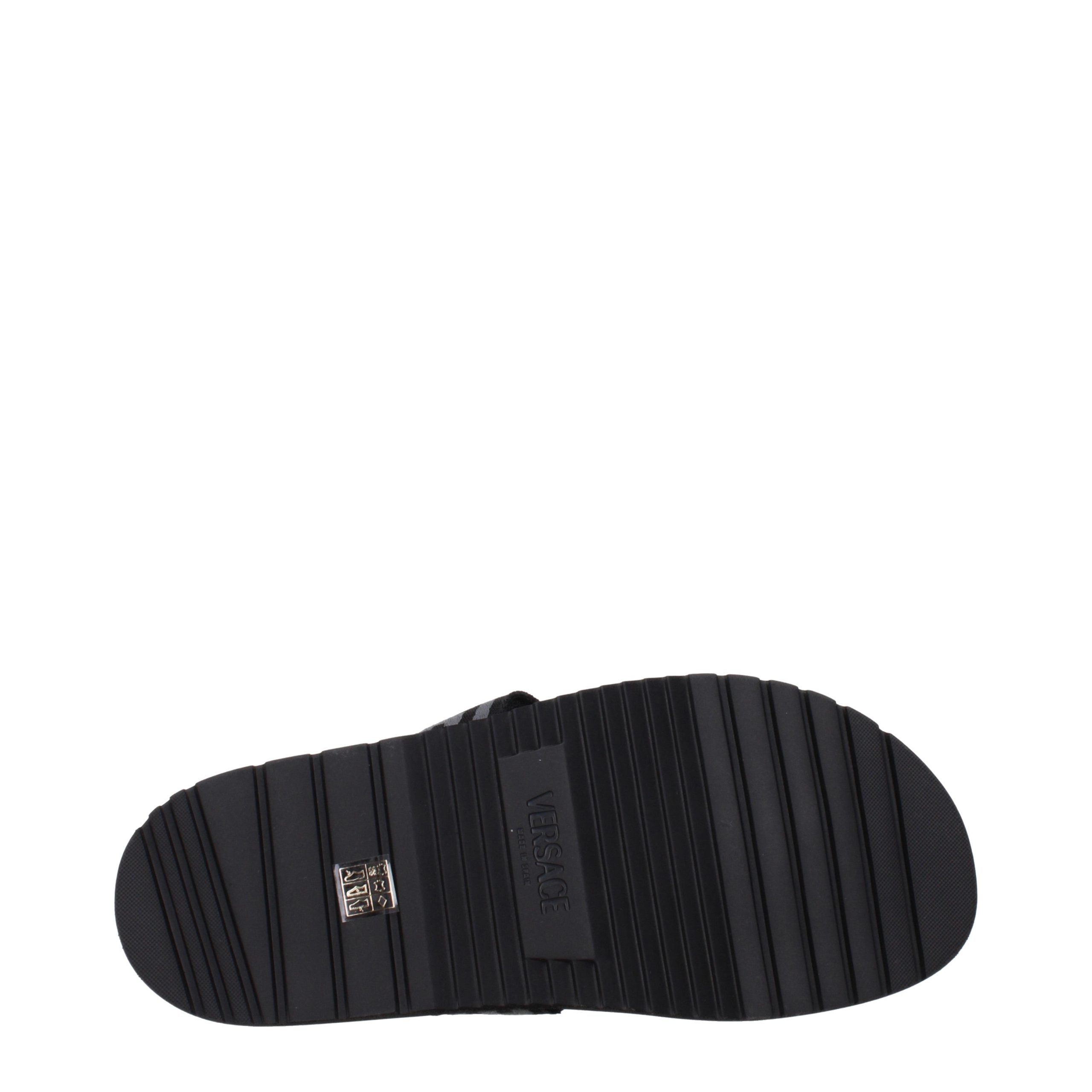 Black Fabric Flip-Flop Sandals