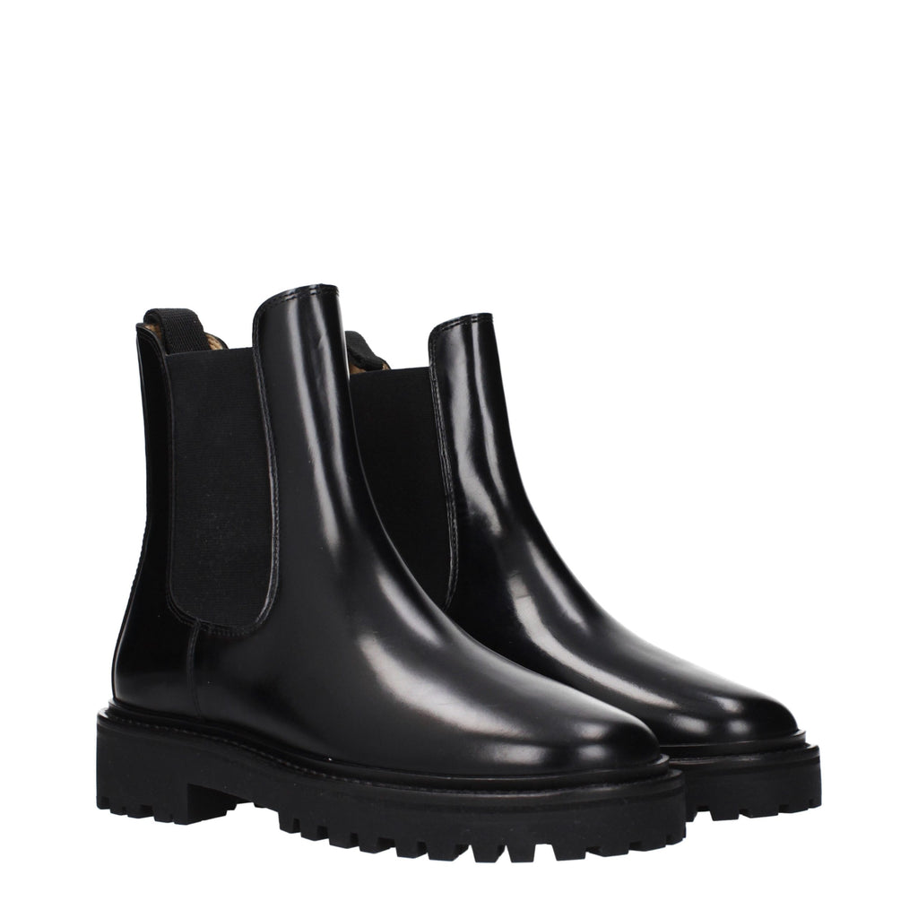 Black Leather Ankle Boots