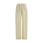 Beige Viscose Casual Pants