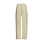 Beige Viscose Casual Pants