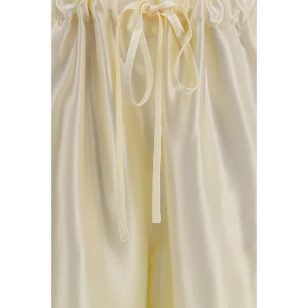 Beige Viscose Casual Pants