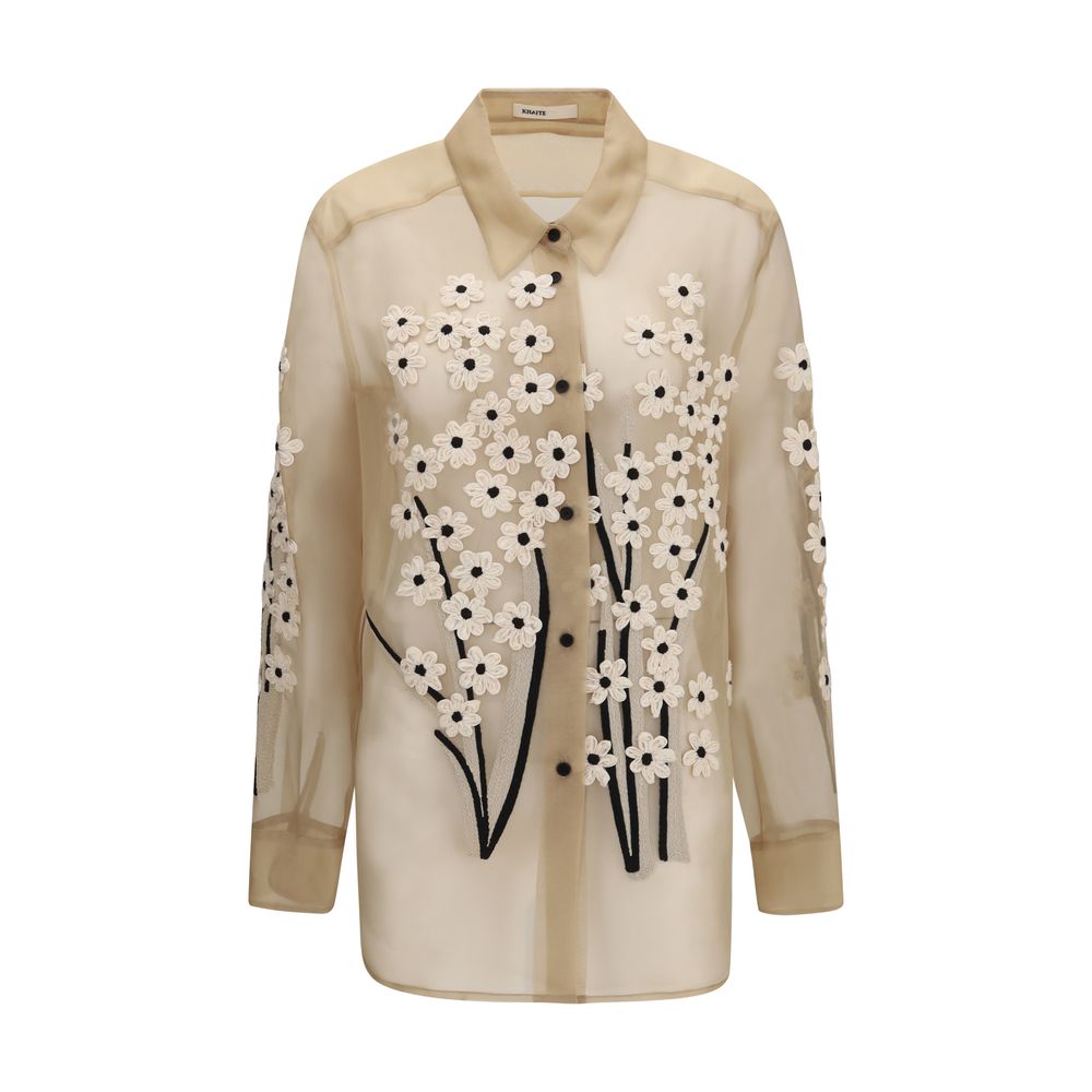 Beige Silk Pattern Shirt