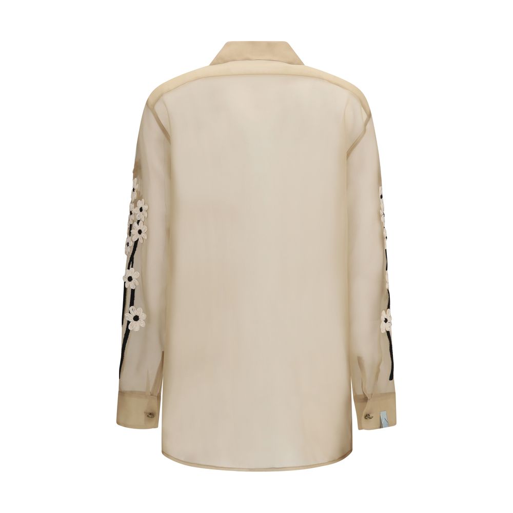 Beige Silk Pattern Shirt