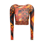 Orange Polyamide Pattern Shirt