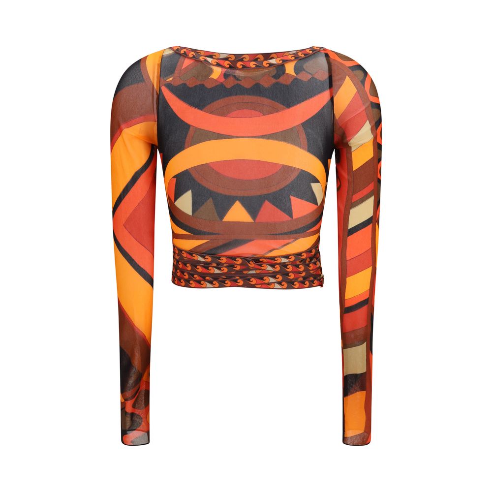 Orange Polyamide Pattern Shirt