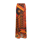 Orange Polyamide Long Skirt