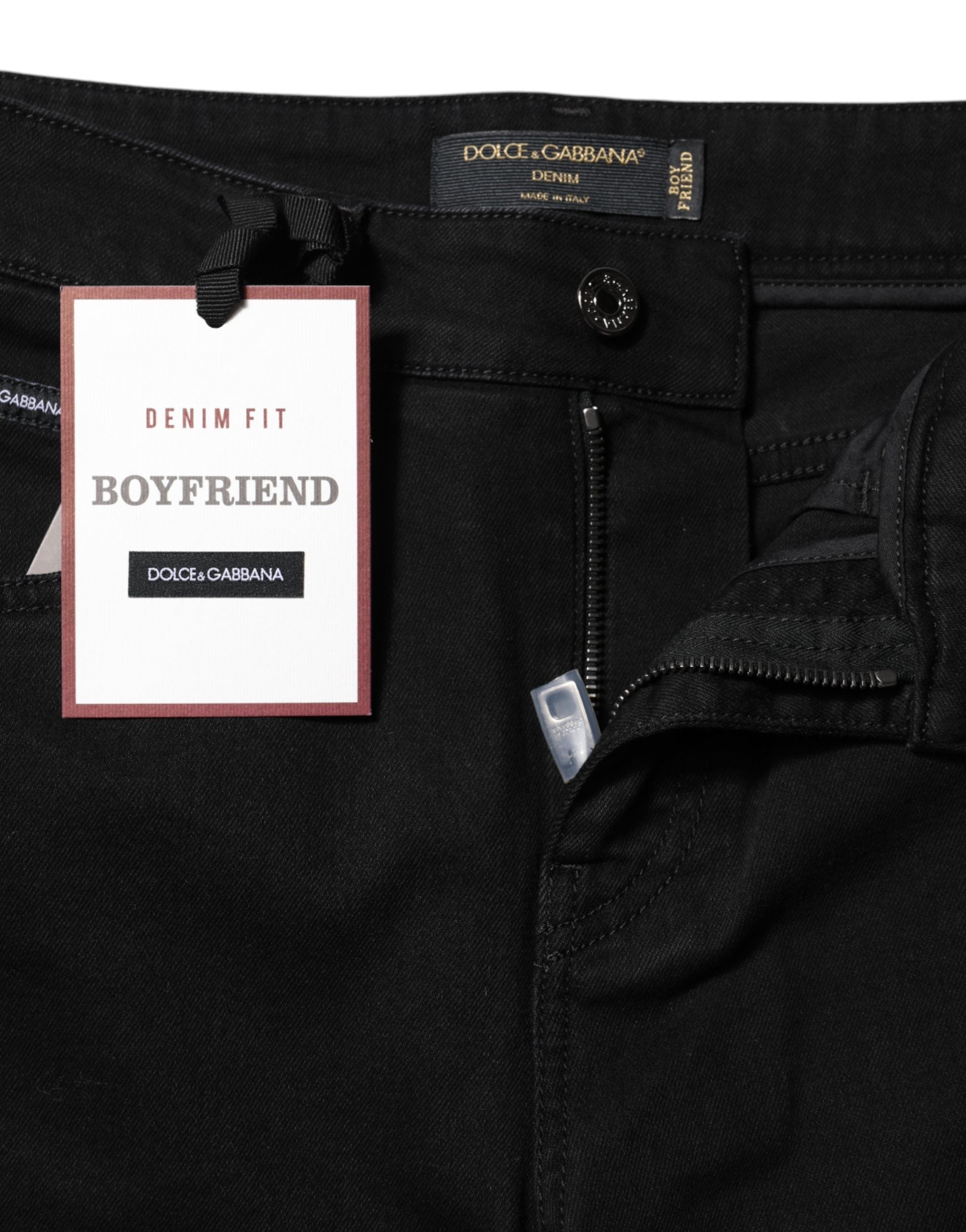 Black Boyfriend Cotton Stretch Denim Jeans