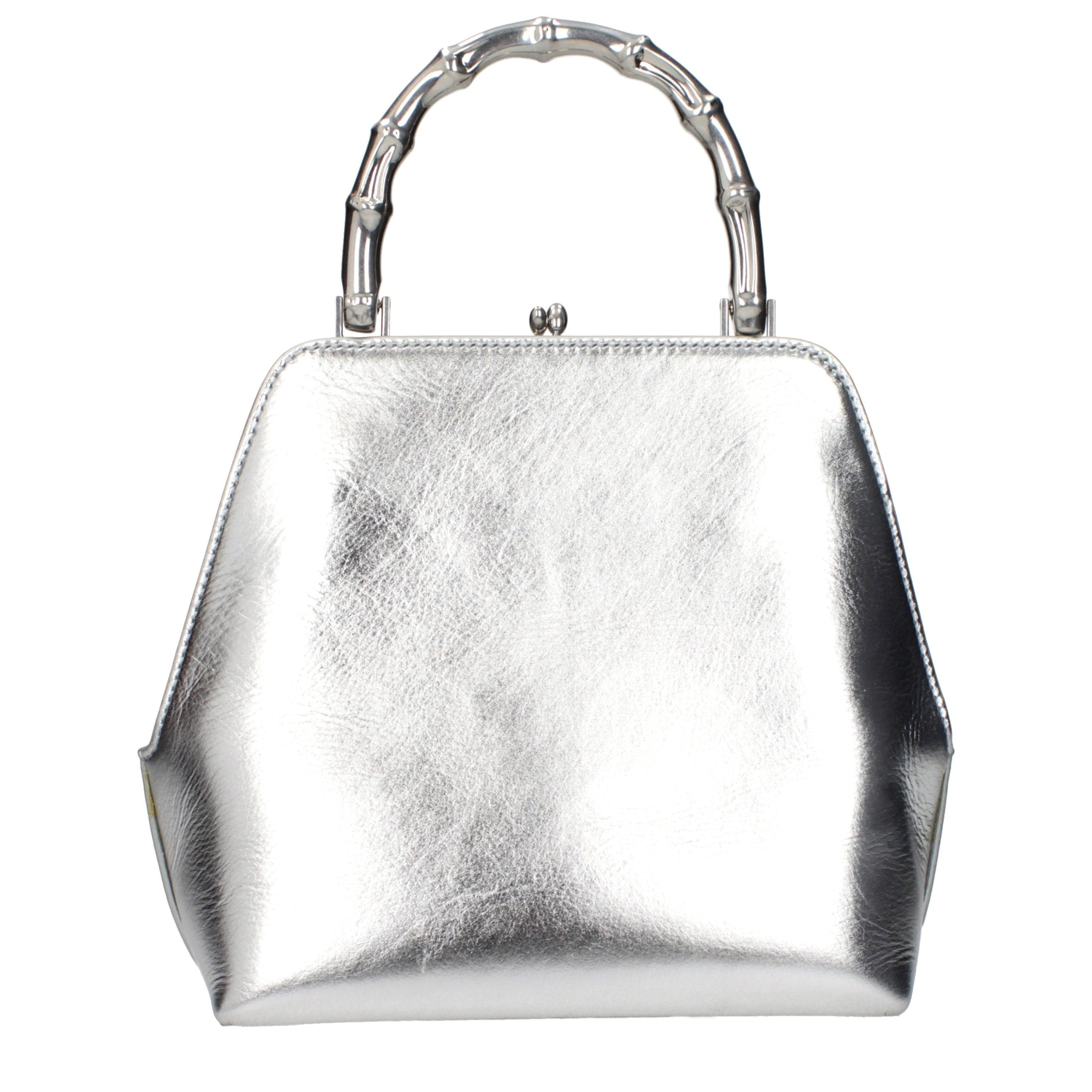 Gray Leather Handbag