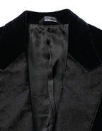 Black Cotton Single Breasted Jacket Blazer
