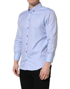 Light Blue Cotton Dress Formal Men Shirt