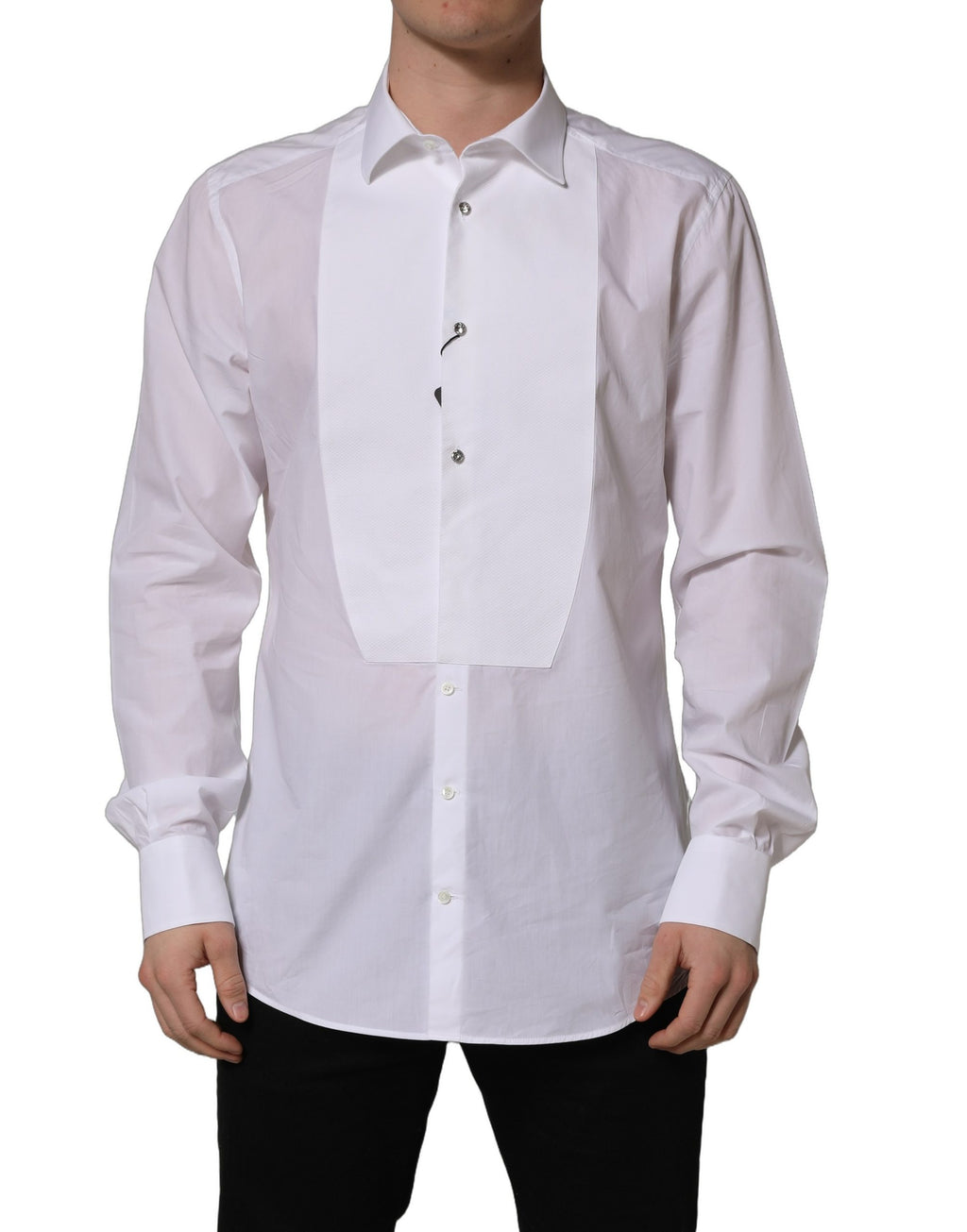 White Bib Cotton Poplin Dress Formal Shirt