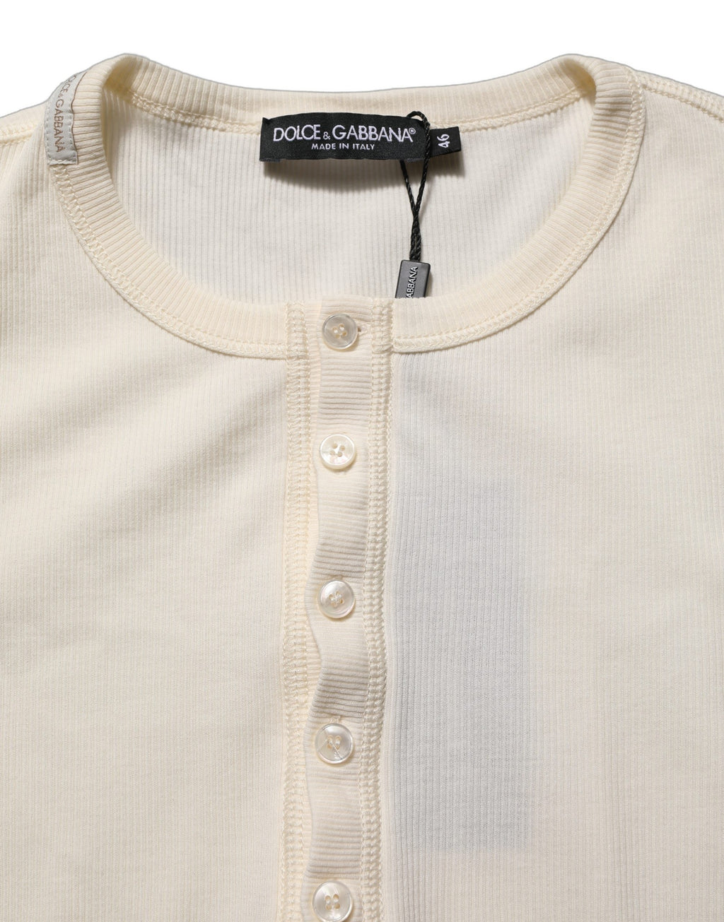 White Long Sleeves Henley Pullover Sweater