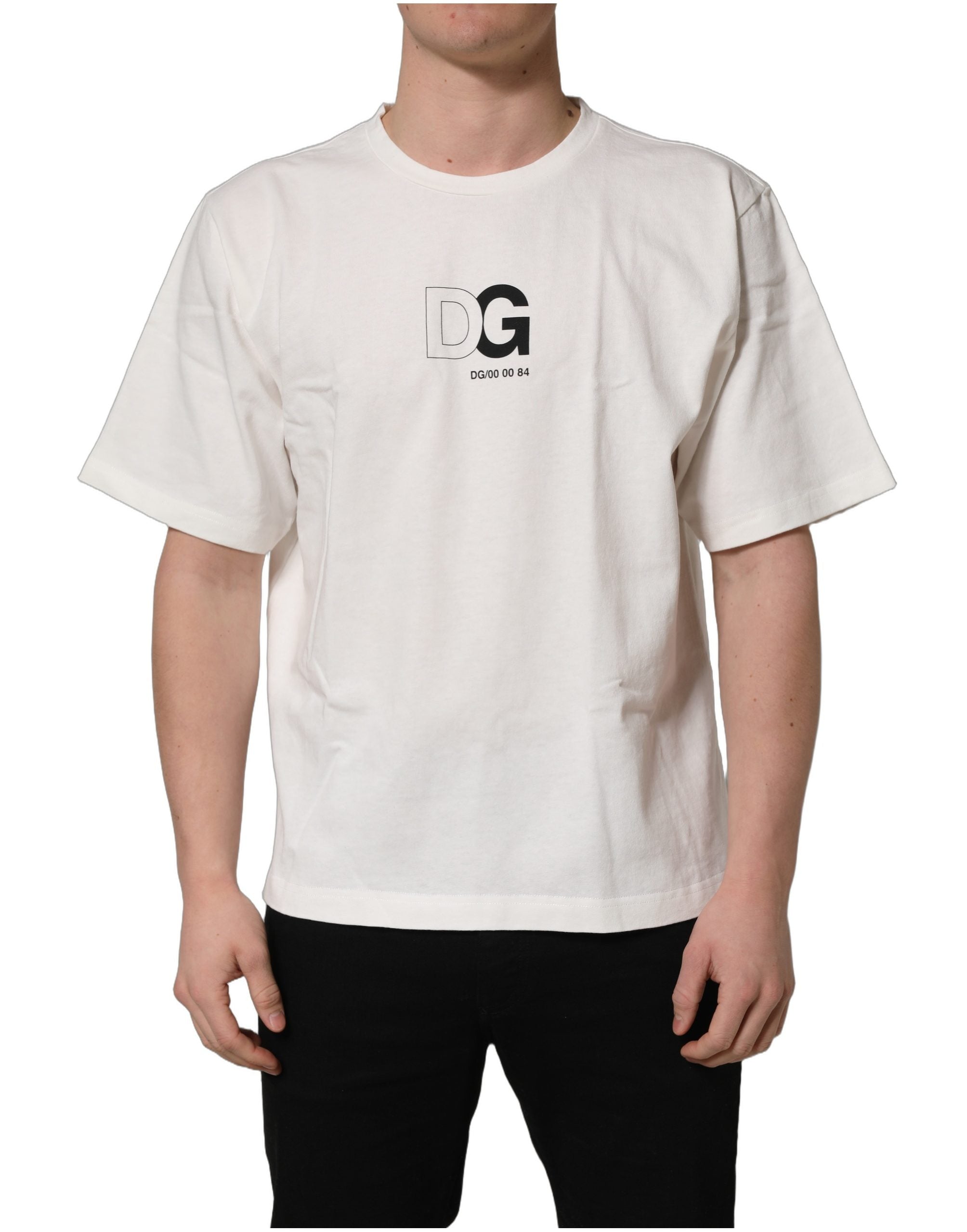 White DG Logo Crew Neck Short Sleeves T-shirt