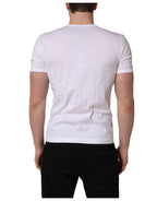White Logo Heart Cotton Men Crew Neck T-shirt