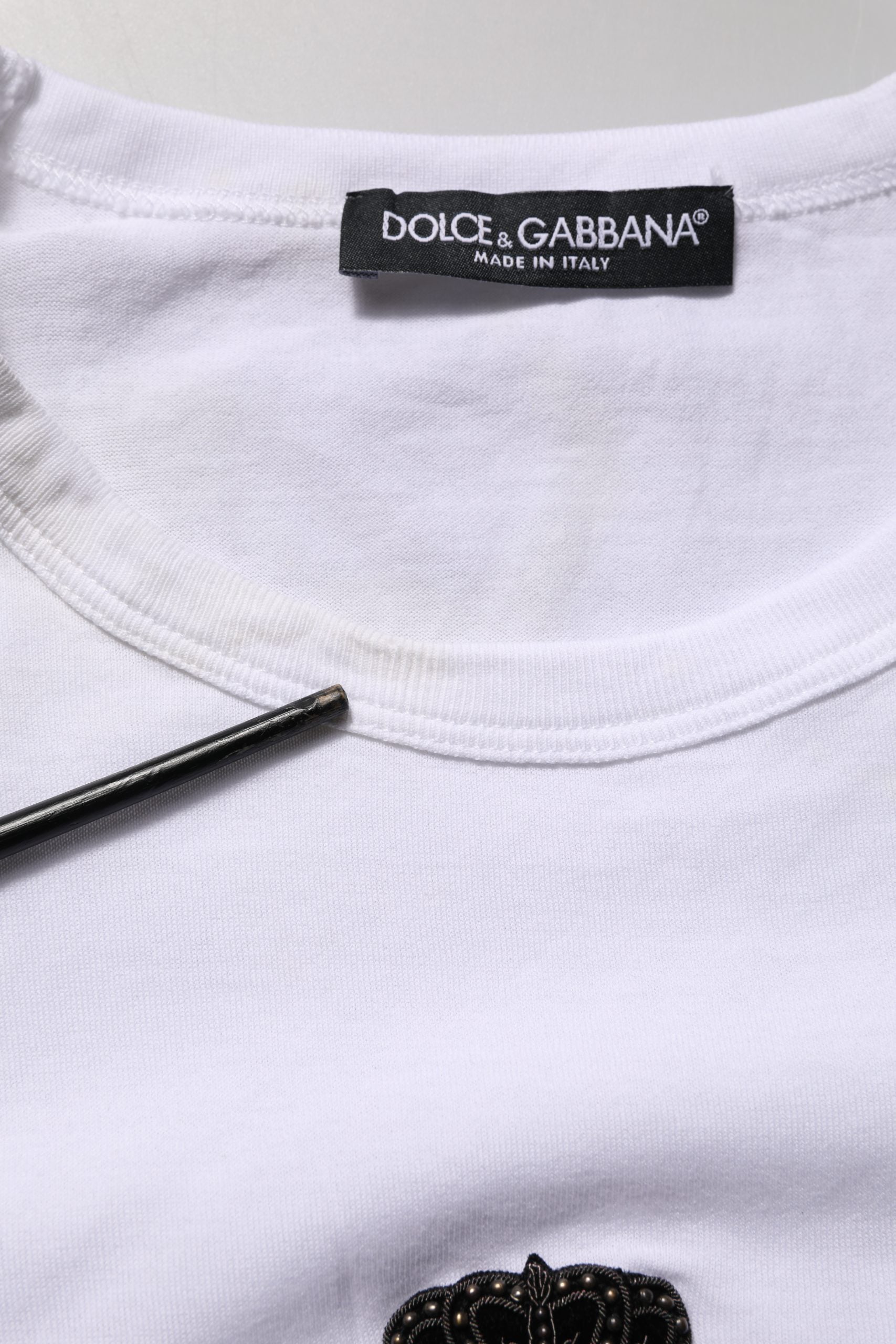 White Logo Heart Cotton Men Crew Neck T-shirt