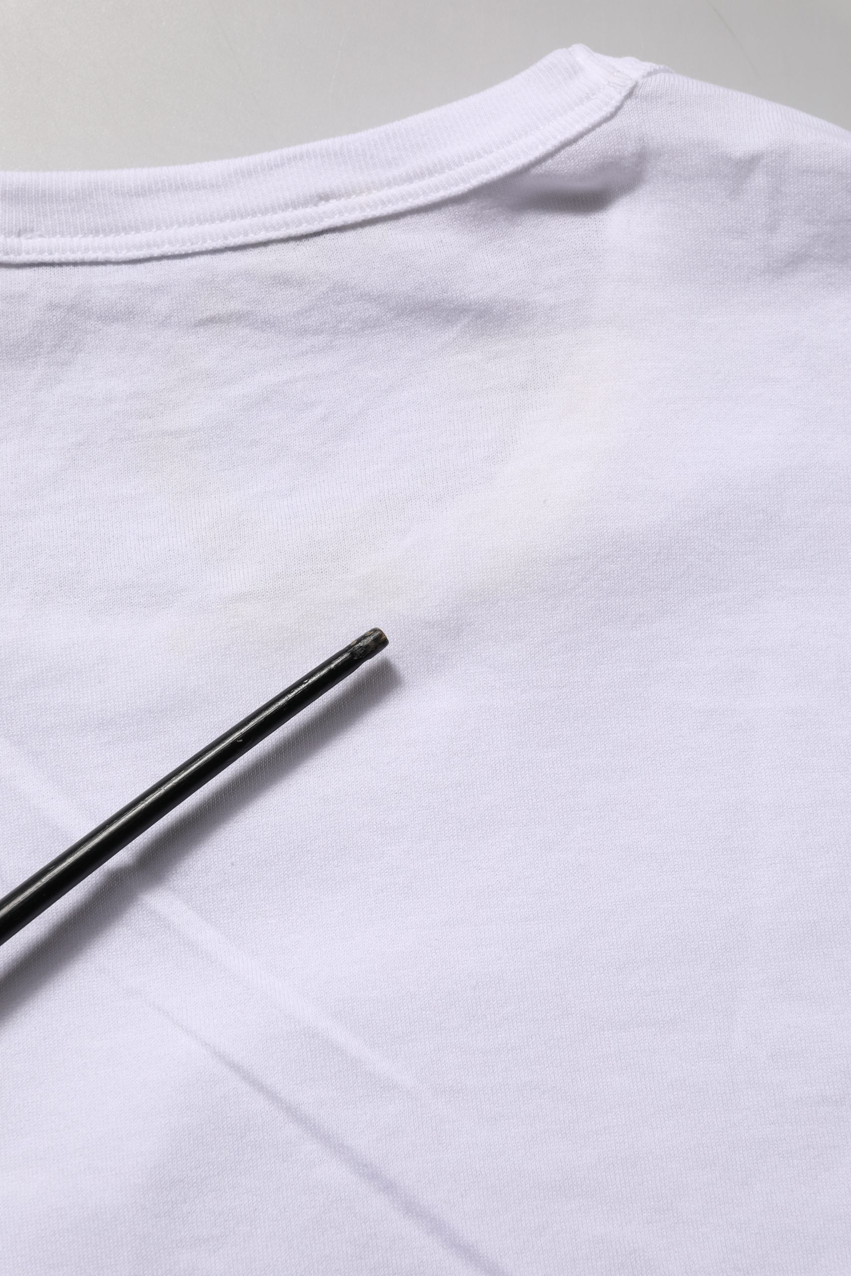 White Logo Heart Cotton Men Crew Neck T-shirt