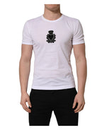 White Logo Heart Cotton Men Crew Neck T-shirt