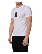 White Logo Heart Cotton Men Crew Neck T-shirt